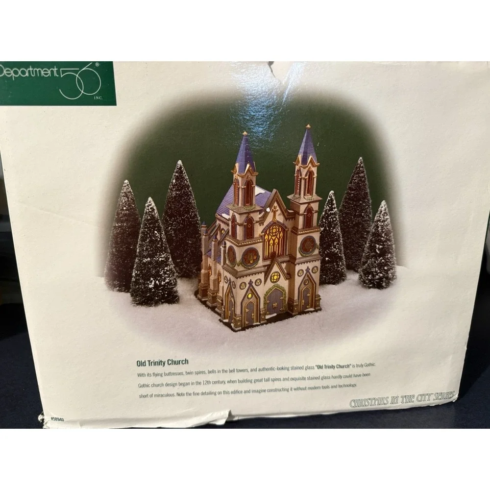 Dept 56 Christmas In The City Old Trinity Church 58940 Lighted Tested Box